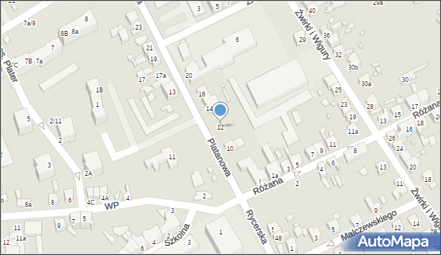 Gubin, Platanowa, 12, mapa Gubin