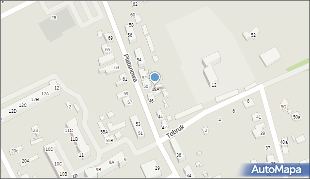 Gubin, Platanowa, 48A, mapa Gubin