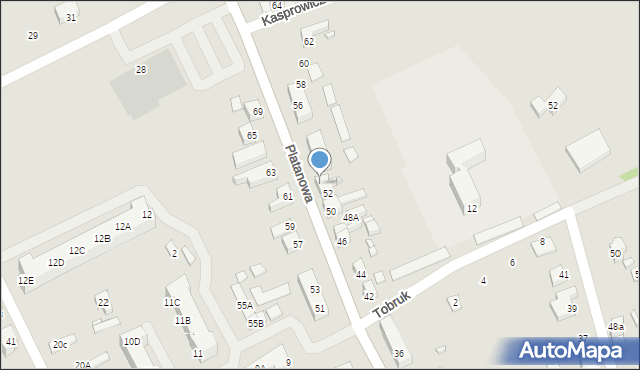 Gubin, Platanowa, 52a, mapa Gubin