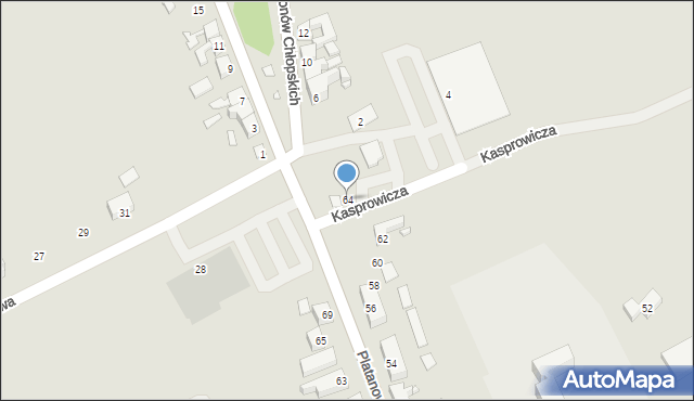 Gubin, Platanowa, 64, mapa Gubin