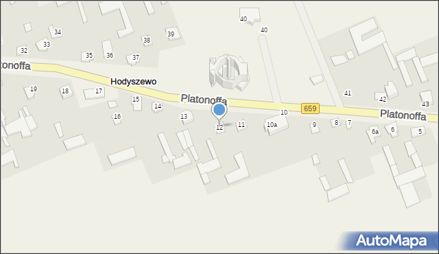 Hodyszewo, Platonoffa Stefana, ppłk., 12, mapa Hodyszewo
