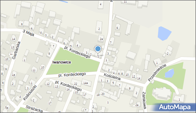 Iwanowice, Plac Kordeckiego Augustyna, ks., 1, mapa Iwanowice