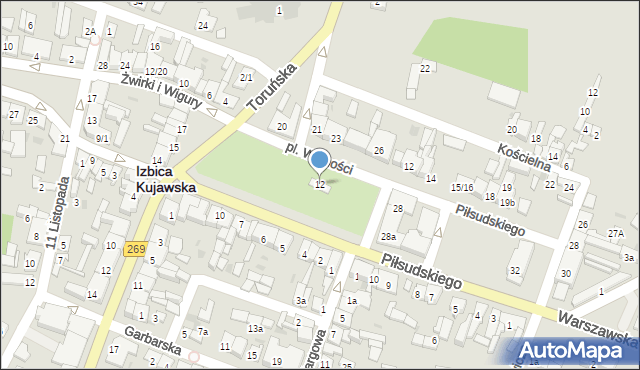 Izbica Kujawska, Plac Wolności, 12, mapa Izbica Kujawska