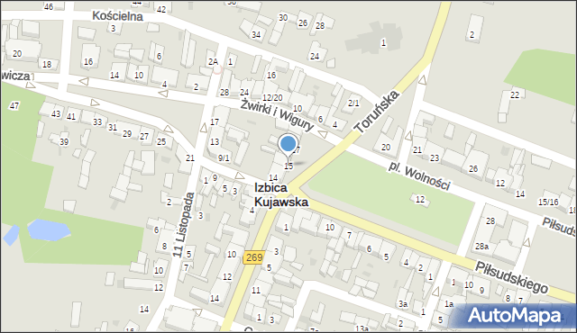 Izbica Kujawska, Plac Wolności, 15, mapa Izbica Kujawska