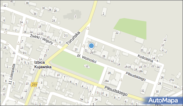 Izbica Kujawska, Plac Wolności, 23, mapa Izbica Kujawska
