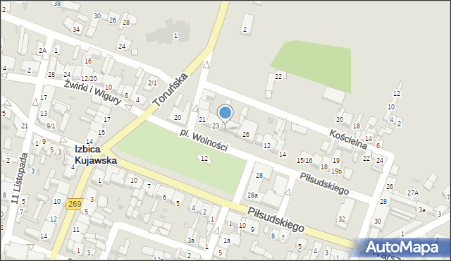 Izbica Kujawska, Plac Wolności, 24, mapa Izbica Kujawska