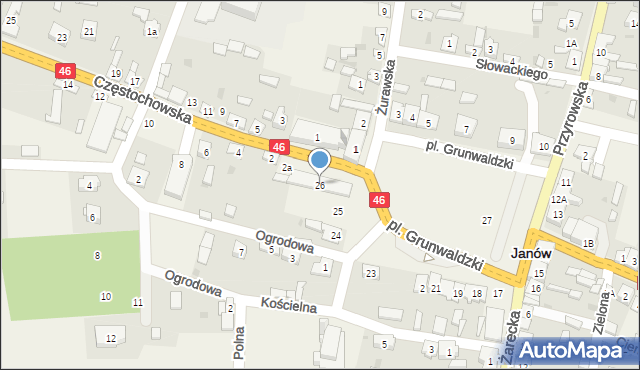 Janów, Plac Grunwaldzki, 26, mapa Janów