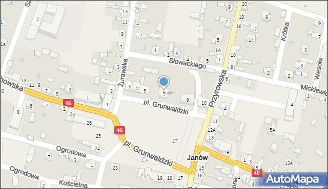 Janów, Plac Grunwaldzki, 7, mapa Janów