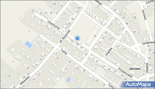 Janowo, Plac Kościuszki Tadeusza, gen., 21, mapa Janowo