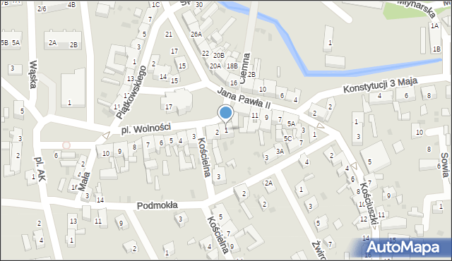 Jasień, Plac Wolności, 1, mapa Jasień