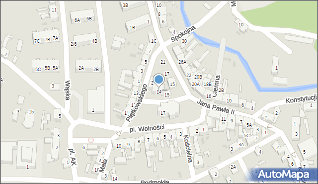 Jasień, Plac Wolności, 14, mapa Jasień