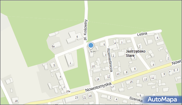 Jastrzębsko Stare, Plac Kościelny, 7, mapa Jastrzębsko Stare