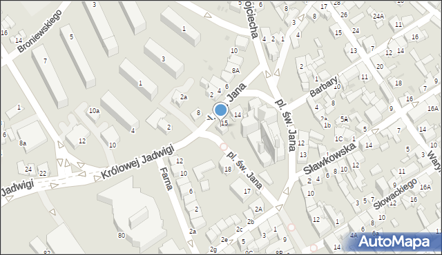 Jaworzno, Plac św. Jana, 16, mapa Jaworzno