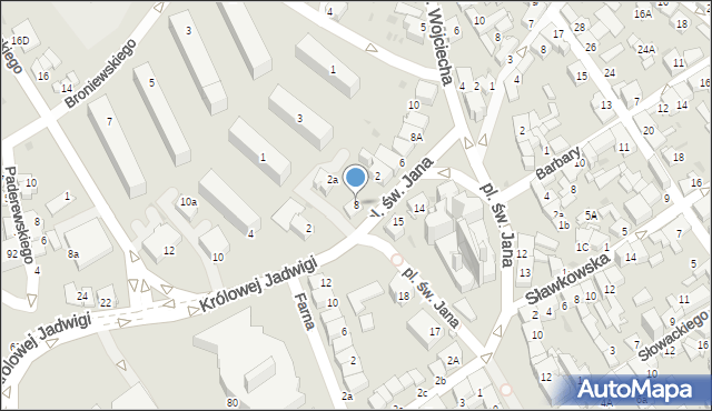 Jaworzno, Plac św. Jana, 8, mapa Jaworzno