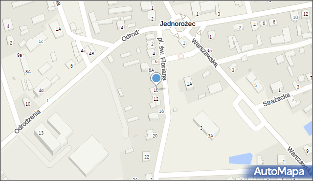 Jednorożec, Plac św. Floriana, 10, mapa Jednorożec