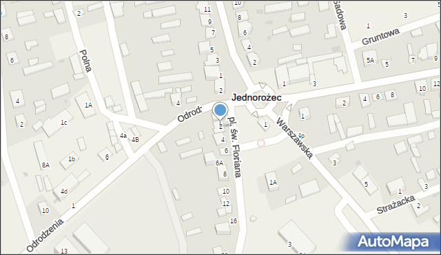 Jednorożec, Plac św. Floriana, 2, mapa Jednorożec