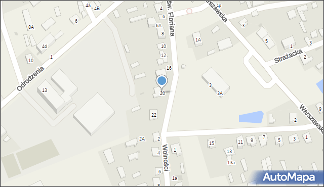 Jednorożec, Plac św. Floriana, 20, mapa Jednorożec