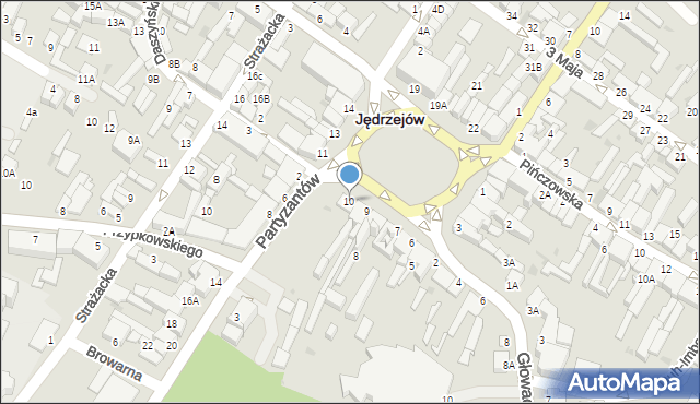 Jędrzejów, Plac Kościuszki Tadeusza, gen., 10, mapa Jędrzejów