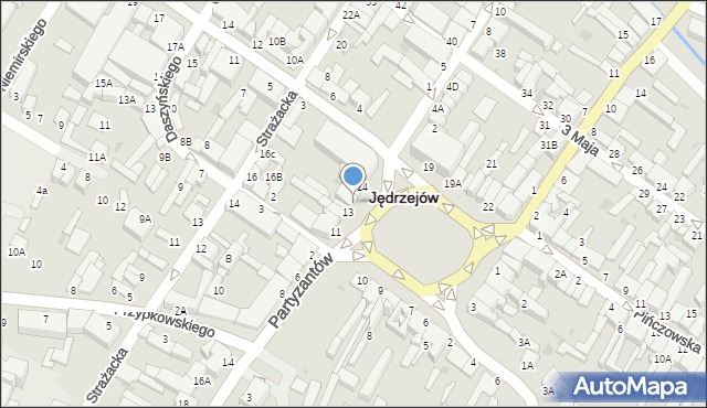 Jędrzejów, Plac Kościuszki Tadeusza, gen., 13b, mapa Jędrzejów