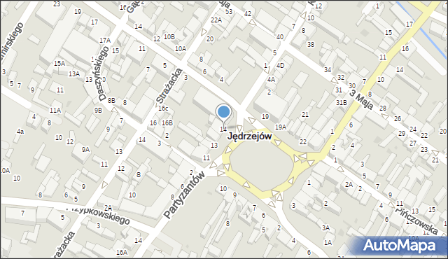 Jędrzejów, Plac Kościuszki Tadeusza, gen., 14, mapa Jędrzejów
