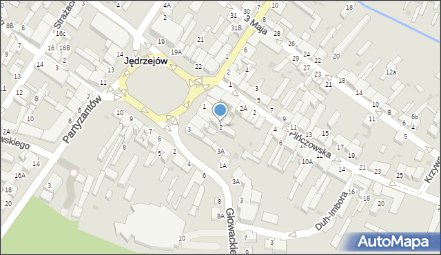 Jędrzejów, Plac Kościuszki Tadeusza, gen., 2, mapa Jędrzejów