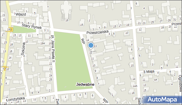 Jedwabne, Plac Jana Pawła II, 12, mapa Jedwabne
