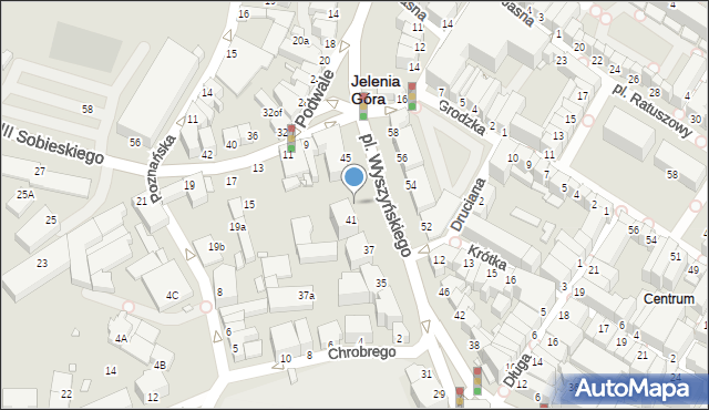 Jelenia Góra, Plac Wyszyńskiego Stefana, ks. kard., 43, mapa Jelenia Góra