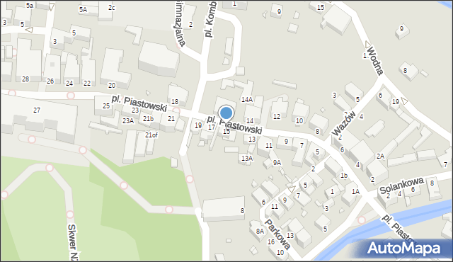 Jelenia Góra, Plac Piastowski, 15, mapa Jelenia Góra