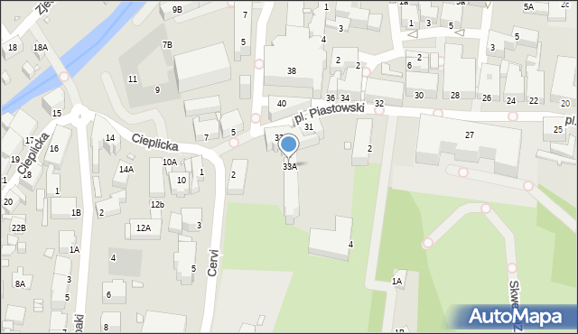 Jelenia Góra, Plac Piastowski, 33A, mapa Jelenia Góra