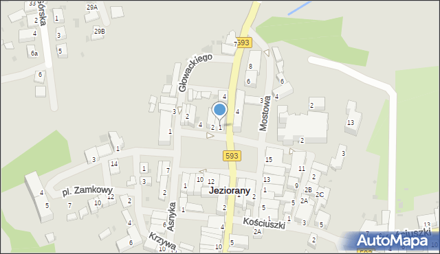 Jeziorany, Plac Jedności Narodowej, 1, mapa Jeziorany