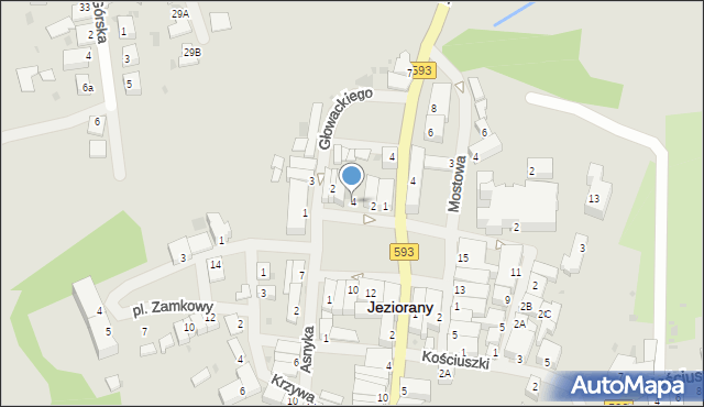 Jeziorany, Plac Jedności Narodowej, 4, mapa Jeziorany