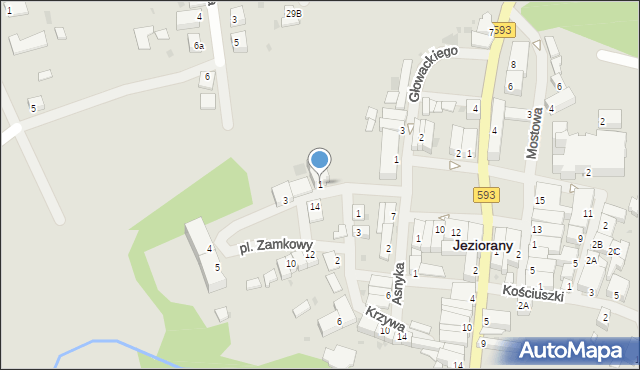 Jeziorany, Plac Zamkowy, 1, mapa Jeziorany