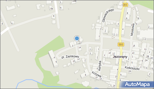 Jeziorany, Plac Zamkowy, 2, mapa Jeziorany