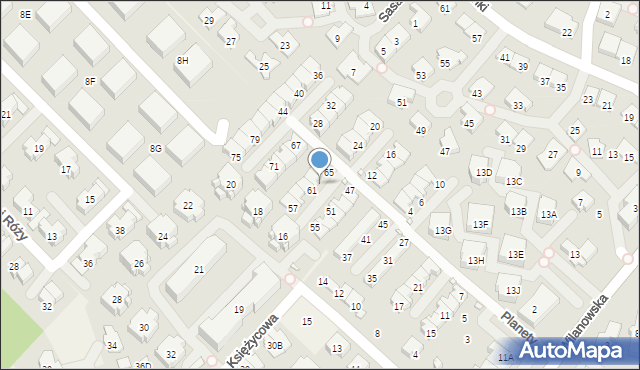 Józefosław, Planety, 63, mapa Józefosław