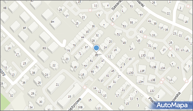 Józefosław, Planety, 65, mapa Józefosław