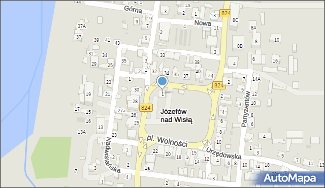 Józefów nad Wisłą, Plac Wolności, 1, mapa Józefów nad Wisłą