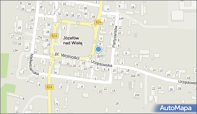 Józefów nad Wisłą, Plac Wolności, 10, mapa Józefów nad Wisłą
