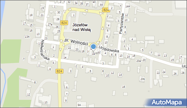 Józefów nad Wisłą, Plac Wolności, 14, mapa Józefów nad Wisłą