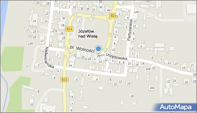 Józefów nad Wisłą, Plac Wolności, 15, mapa Józefów nad Wisłą