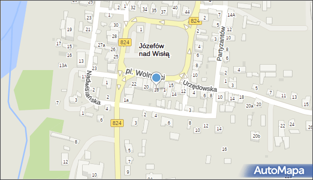 Józefów nad Wisłą, Plac Wolności, 18, mapa Józefów nad Wisłą