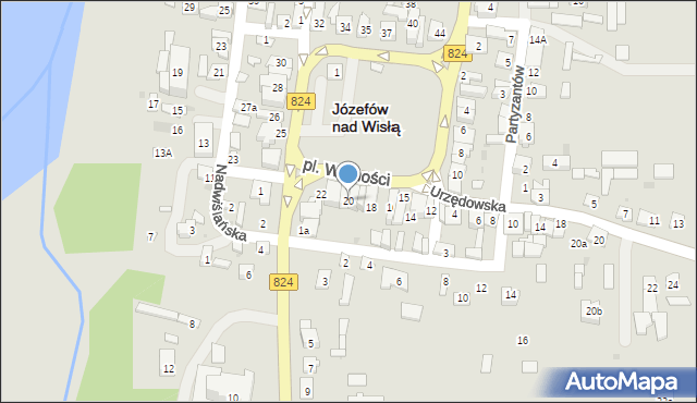 Józefów nad Wisłą, Plac Wolności, 20, mapa Józefów nad Wisłą