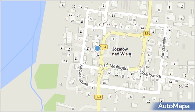 Józefów nad Wisłą, Plac Wolności, 25, mapa Józefów nad Wisłą