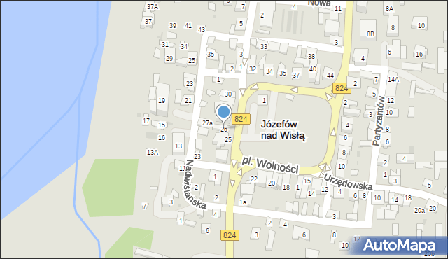 Józefów nad Wisłą, Plac Wolności, 26, mapa Józefów nad Wisłą