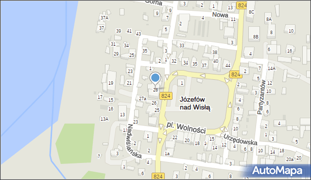 Józefów nad Wisłą, Plac Wolności, 28, mapa Józefów nad Wisłą