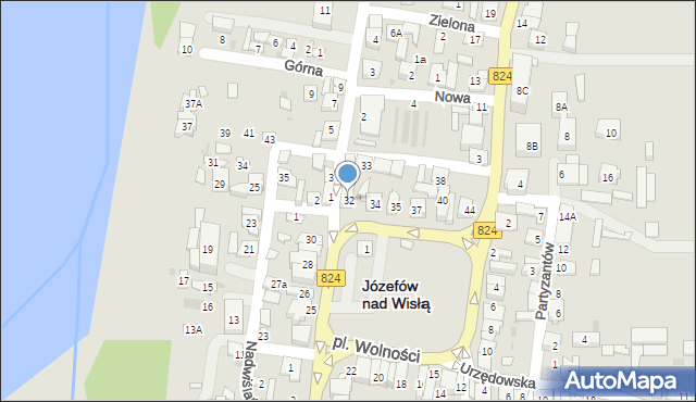 Józefów nad Wisłą, Plac Wolności, 32, mapa Józefów nad Wisłą