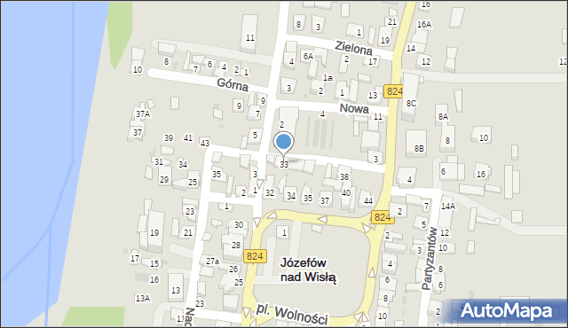 Józefów nad Wisłą, Plac Wolności, 33, mapa Józefów nad Wisłą