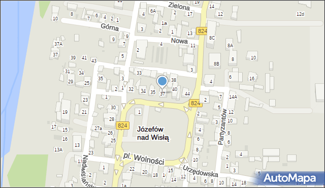 Józefów nad Wisłą, Plac Wolności, 37, mapa Józefów nad Wisłą