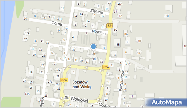 Józefów nad Wisłą, Plac Wolności, 38, mapa Józefów nad Wisłą