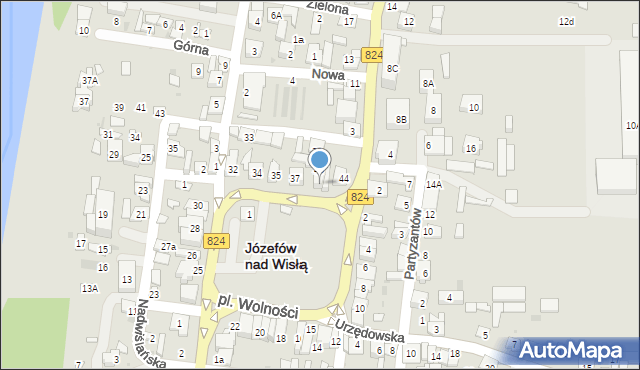 Józefów nad Wisłą, Plac Wolności, 42, mapa Józefów nad Wisłą