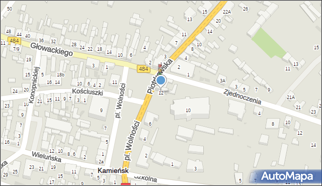 Kamieńsk, Plac Wolności, 12, mapa Kamieńsk